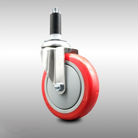Service Caster 5 Inch 316SS Red Polyurethane Wheel Swivel 1-1/8 Inch Expanding Stem Caster SCC-SS316EX20S514-PPUB-RED-118